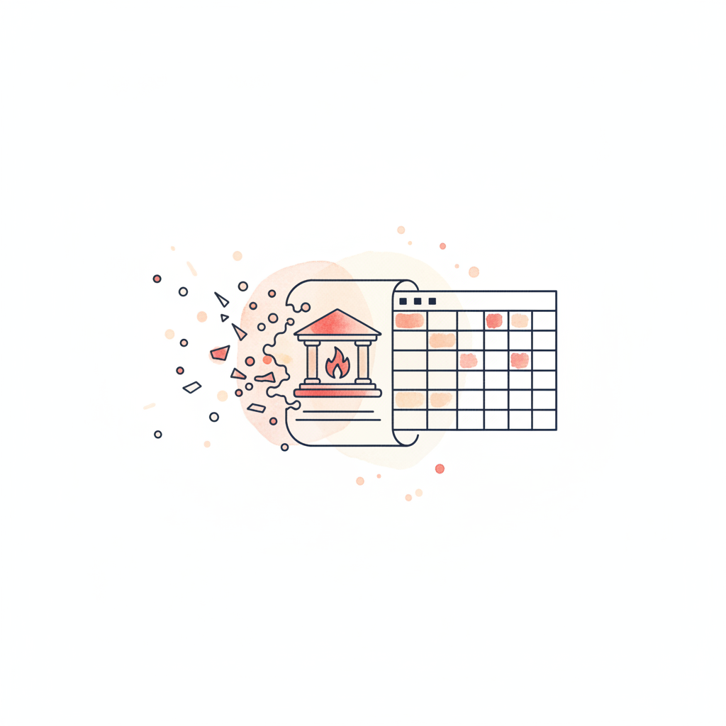 Watercolour illustration of a Santander bank statement dissolving into spreadsheet data