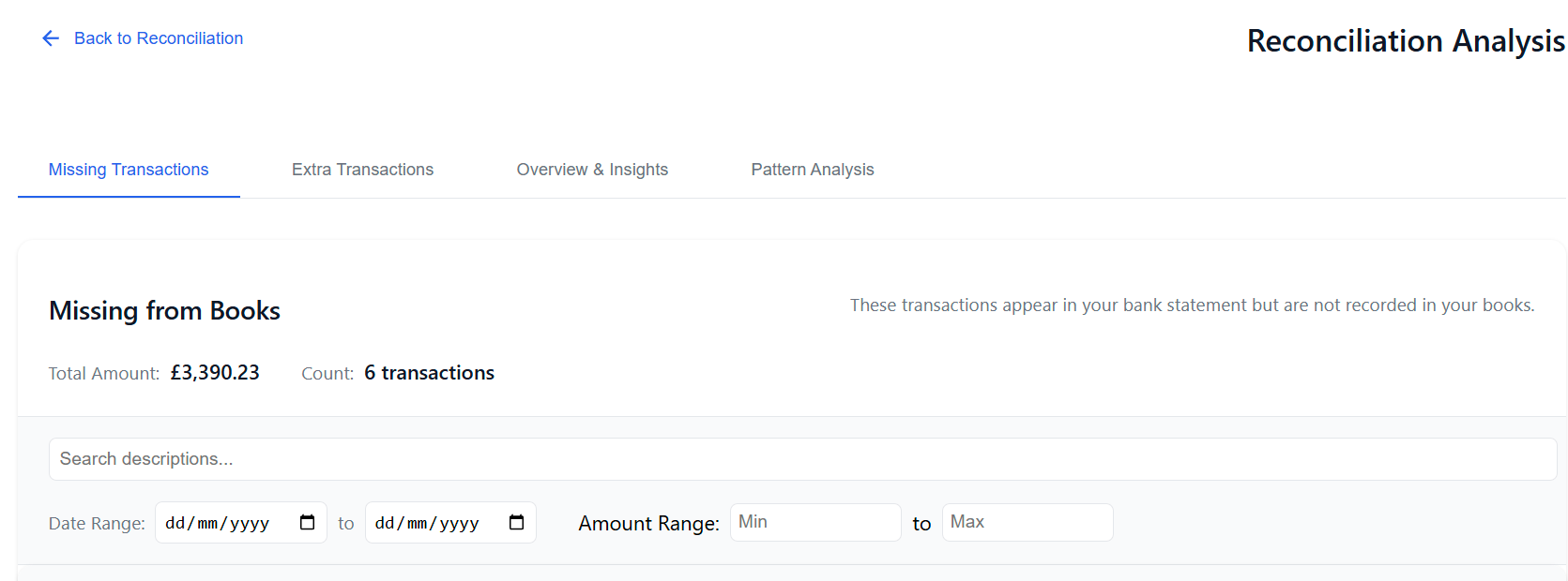 ReconcileIQ Results Screen Overview